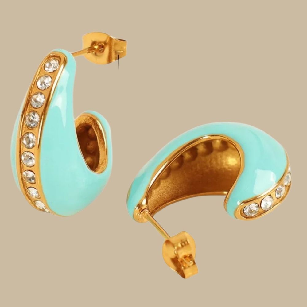 Petra Turquoise and Gold Hoop Earrings | NWOT